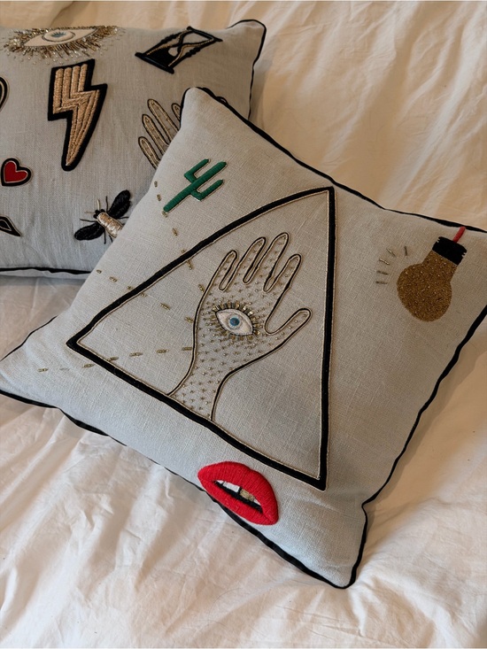 Jonathan Adler Other - Two Jonathan Adler embroidered/appliqué linen pillows